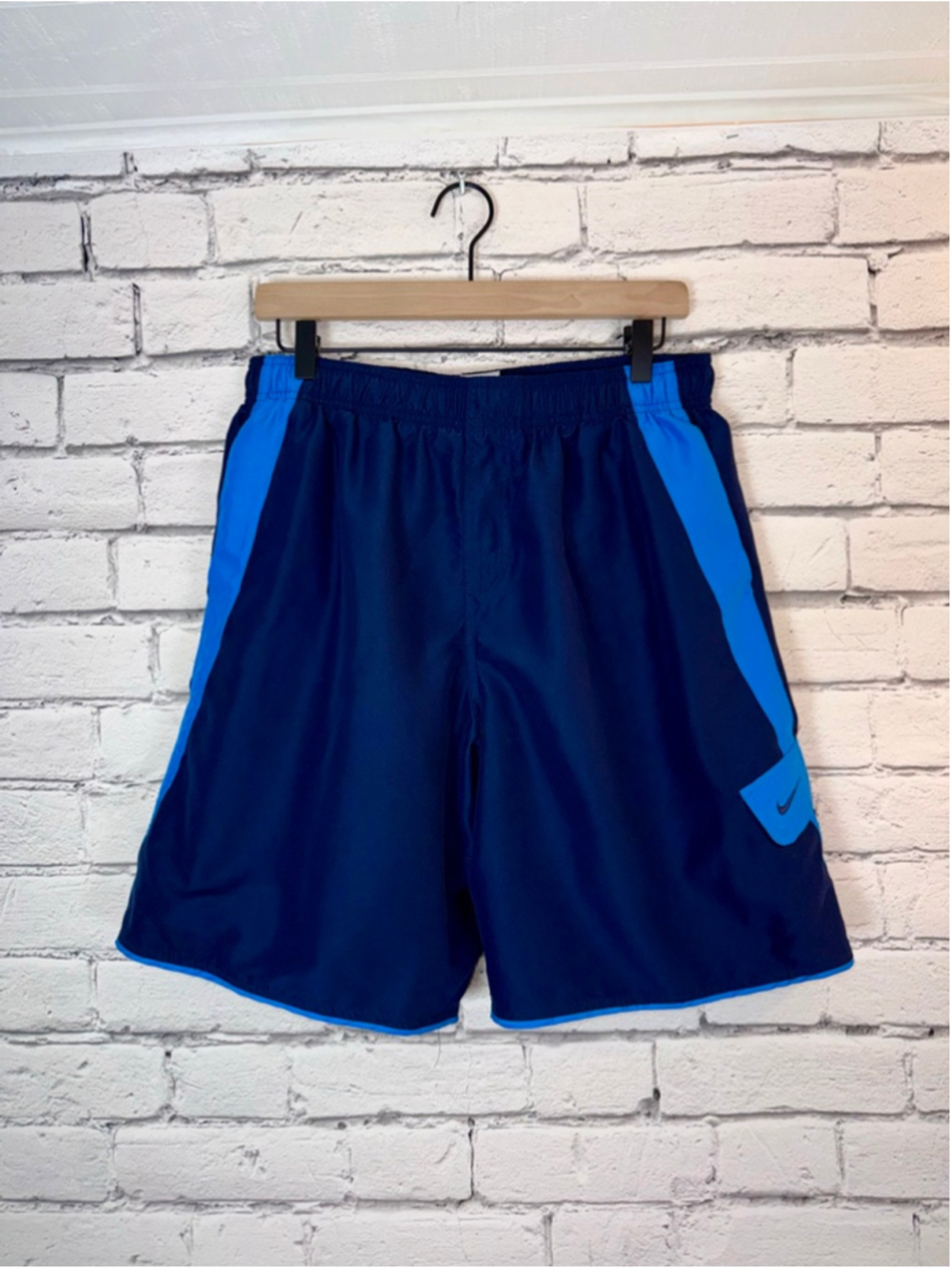 Men's Nike Swim Trunks Navy Blue Lined Shorts size Large Vintage Mens Swim